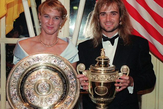 Steffi Graf and Andre Agassi at the 1992 Wimbledon Champion's Ball