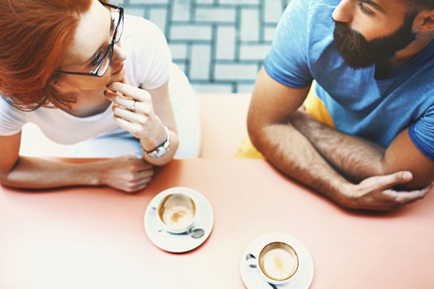 man and woman on date