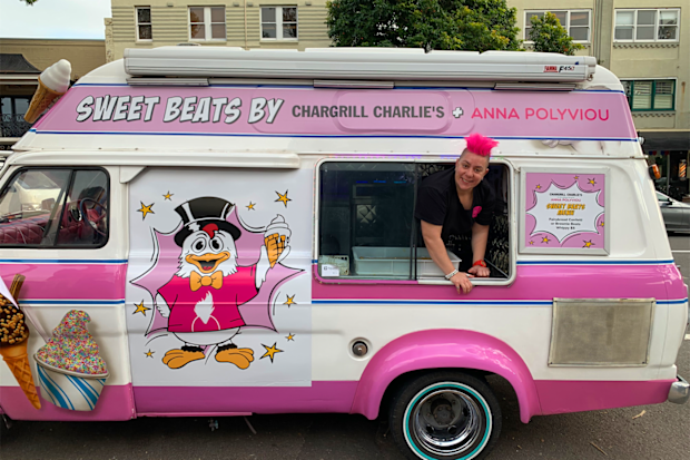 Cookie dough van with Anna Polyviou inside