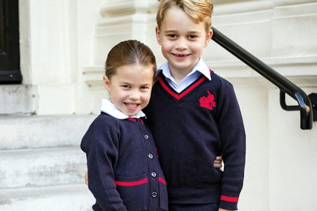 Princess Charlotte and Prince George before Charlotte's first day of school