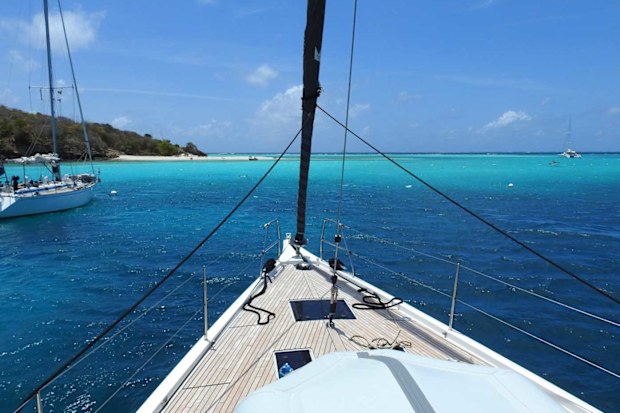 Anchored in Tabago Cays.