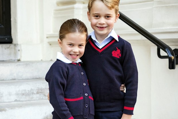 Princess Charlotte and Prince George before Charlotte's first day of school