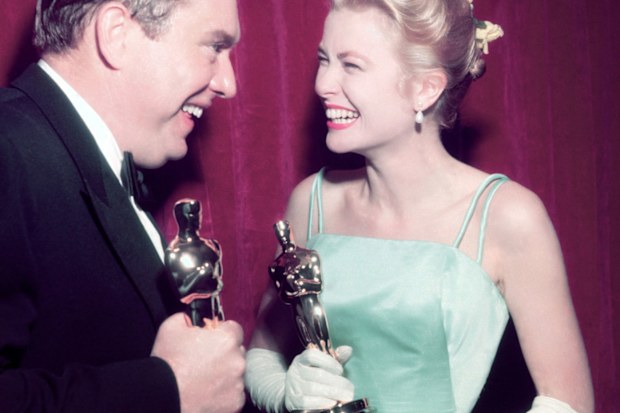 Grace Kelly celebrates at the 1955 Oscars