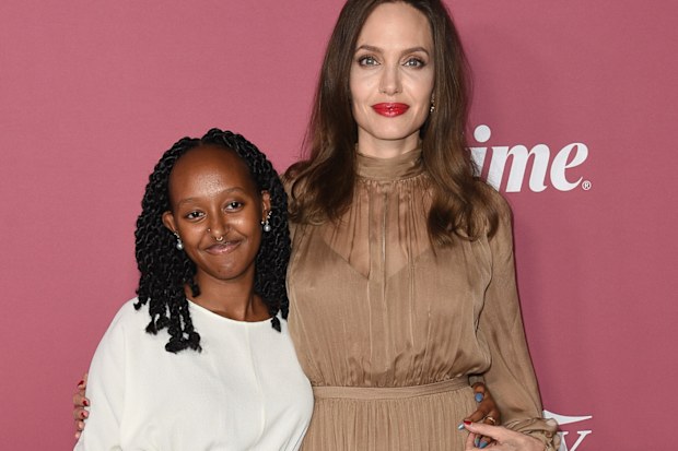 Zahara Jolie-Pitt and Angelina Jolie arrive at Variety's Power of Women: Los Angeles on Thursday, Sept. 30, 2021. (Photo by Richard Shotwell/Invision/AP)