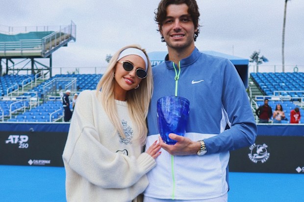 Morgan Riddle with American tennis pro boyfriend Taylor Fritz.