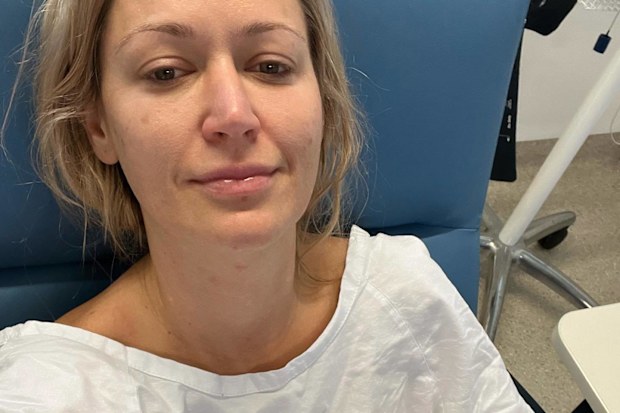 Kellie Johnson in hospital due to her endometriosis.