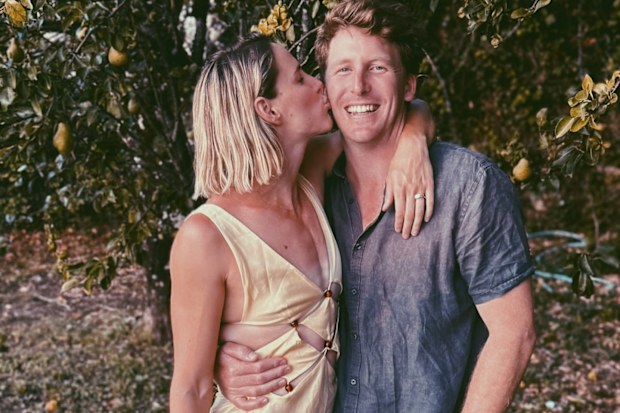 Bronte Campbell and fiancé Benfield Lainchbury.