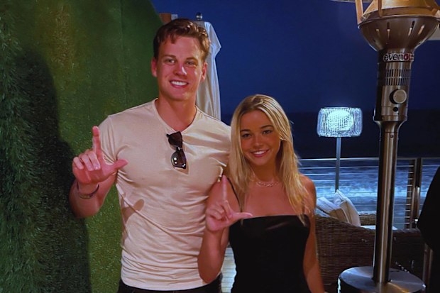 Livvy Dunne with Joseph Burrow, who is now quarterback for the NFL team the Cincinnati Bengals.