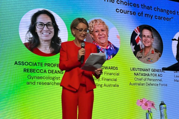 Deborah Knight speaks at Future Women Leadership Summit as MC.