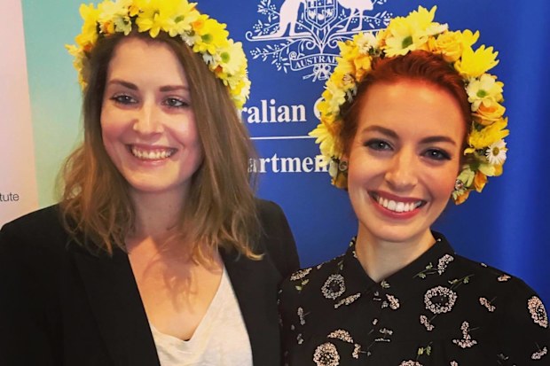 Ellie Angel-Mobbs with Emma Watkins at an Endometriosis Australia event.