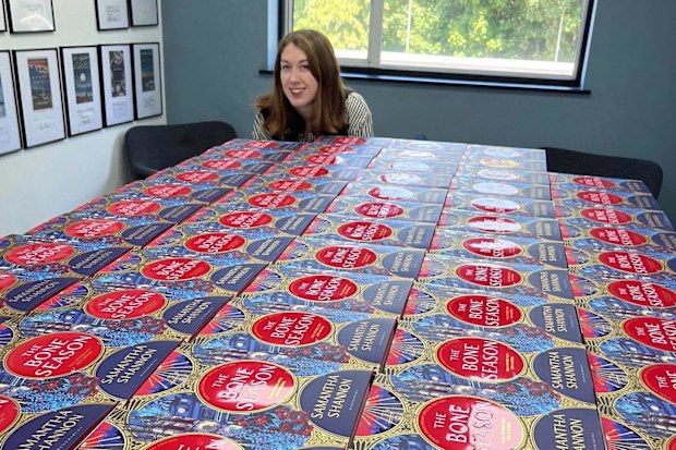 Samantha Shannon with the revised copies of The Bone Season.