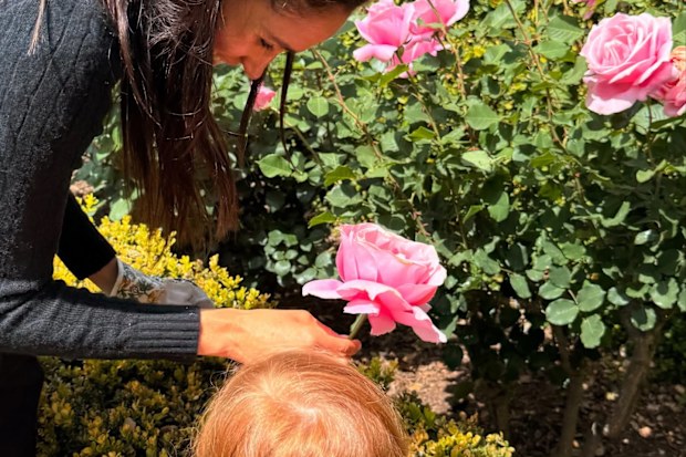 Meghan, Duchess of Sussex, in the garden with her kids