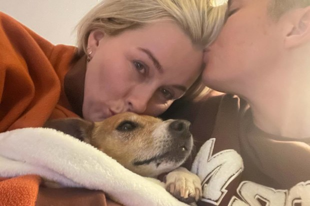 Michelle Heyman and Christine Aldridge with their dog Frank.