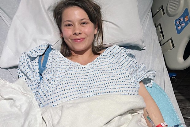 Bindi Irwin in hospital after undergoing endometriosis surgery.
