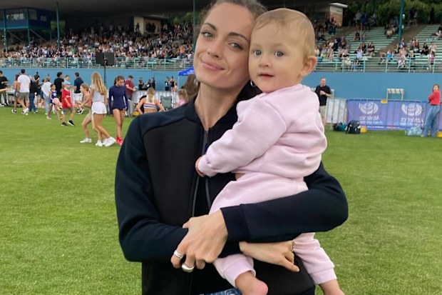Olympian Ella Nelson with her daughter Violet.