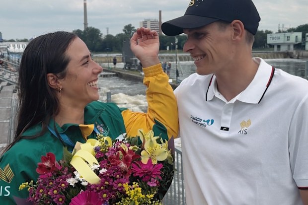 Noémie Fox with partner Titouan Dupras after qualifying for The Olympics.