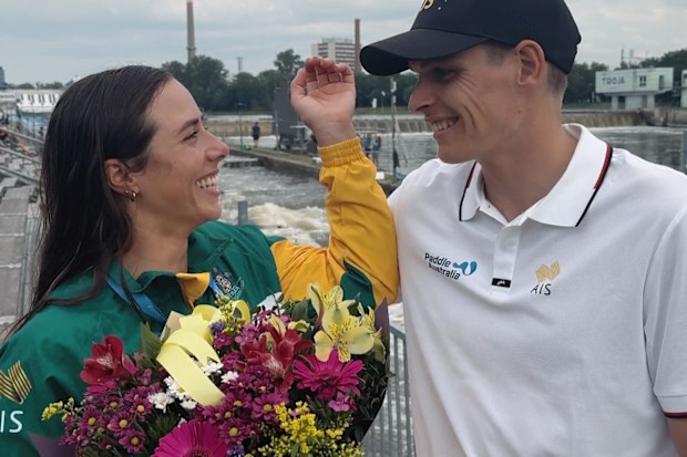 Noémie Fox with partner Titouan Dupras after qualifying for The Olympics.