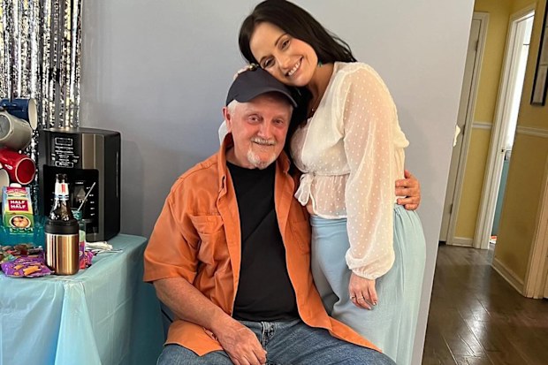 Marla with her father, Kevin McEntire, who was home with her when she gave birth.