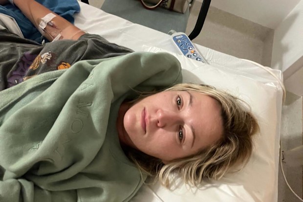 Kellie Johnson in hospital due to her endometriosis.