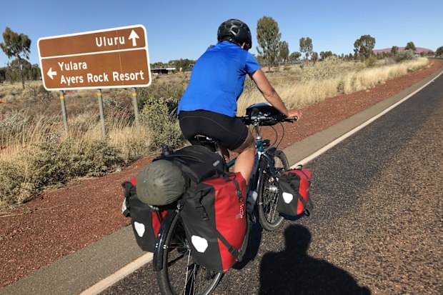 Elke Ott on a bike trip through Australia in 2023.