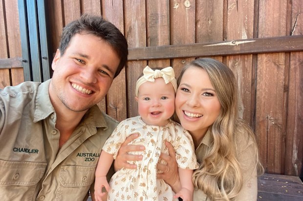 Bindi Irwin with husband Chandler Powell and daughter Grace Warrior.