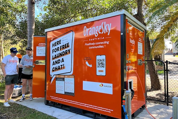 One of the OrangeSky pods, which provides laundry services.