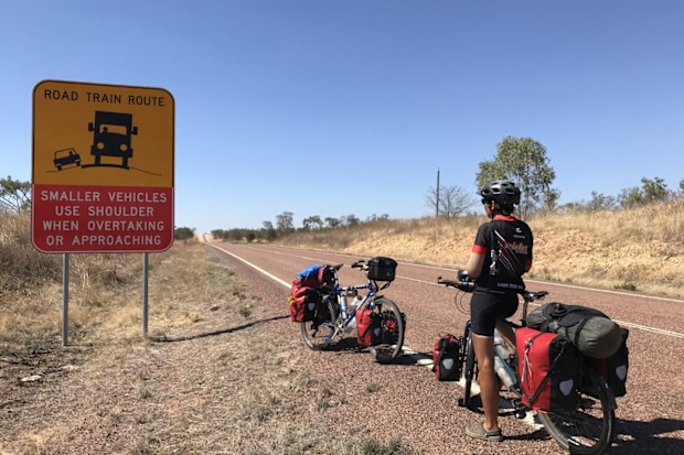 Elke Ott on a bike trip through Australia in 2023.