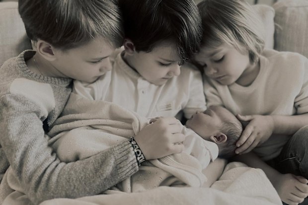 Princess Ines of Sweden with her brothers Prince Gabriel, Prince Alexander and Prince Julian in a photo shared by Princess Sofia and Prince Carl Philip on February 12, following the baby's birth on February 7 2025.