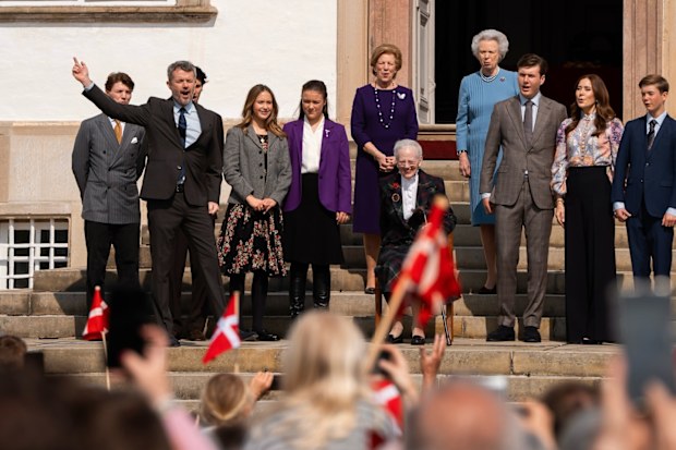 Queen Margrethe, King Frederik, Queen Mary, Crown Prince Christian, Princess Isabella, Prince Vincent and Princess Josephine, Count Nikolai of Monpezat, Count Felix of Monpezat