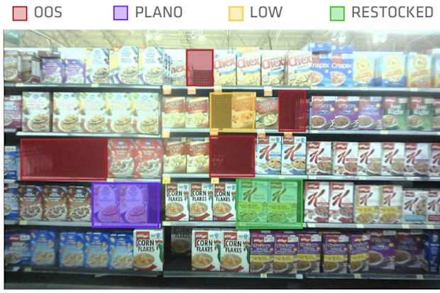 An image with stock level imaging taken by Woolworths' new in-aisle camera.