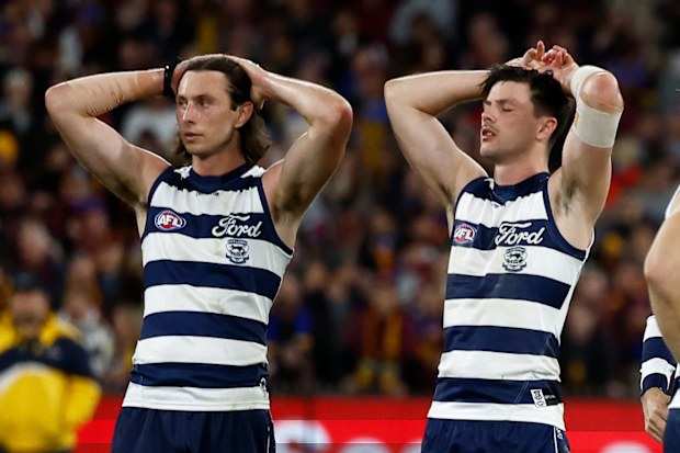 Jack and Ollie Henry look dejected post loss to Brisbane.
