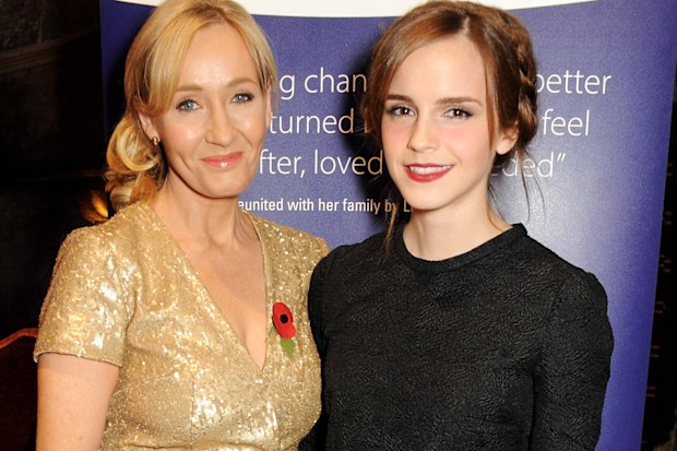 JK Rowling and Emma Watson at the Lumos fundraising event at The Warner Bros. Harry Potter Tour on November 9, 2013 in London, England.