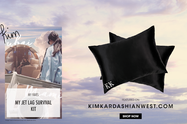 A banner promoting Shhh Silk products taken from Kim Kardashian's website.