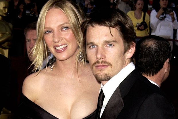 Uma Thurman & Ethan Hawke at the Kodak Theater in Hollywood for the 74th Annual Academy Awards in 2002.