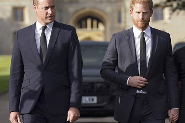 Prince William, Prince of Wales, left and Prince Harry walk to meet members of the public at Windsor Castle, following the death of Queen Elizabeth II on Thursday, in Windsor, England, Saturday, Sept. 10, 2022.
