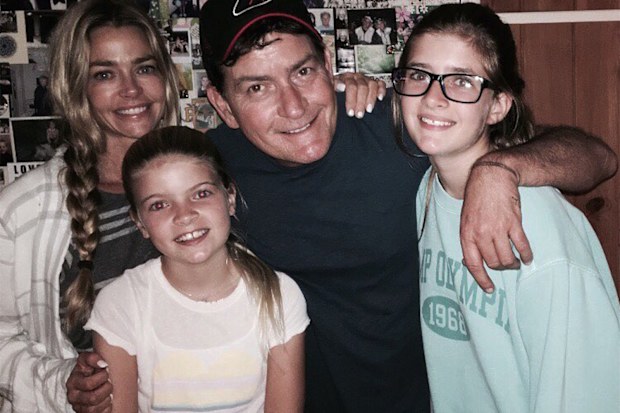 Denise Richards and Charlie Sheen with their daughters.