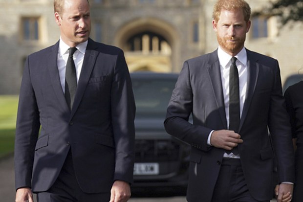 Prince William, Prince of Wales, left and Prince Harry walk to meet members of the public at Windsor Castle, following the death of Queen Elizabeth II on Thursday, in Windsor, England, Saturday, Sept. 10, 2022.