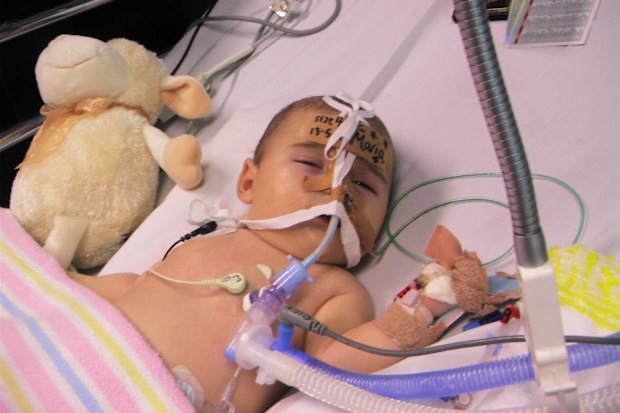 Maria in hospital as a baby.