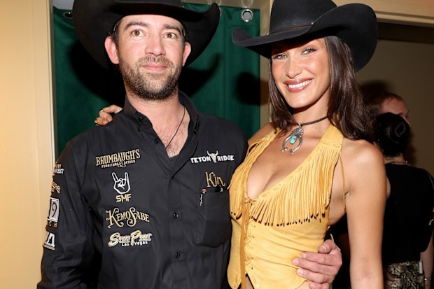 Adan Banuelos and Bella Hadid attend while Teton Ridge brings "Window To The West" series from the heart of Texas to the streets Oof NYC at Kemo Sabe pop-up on September 12, 2024 in New York City. 