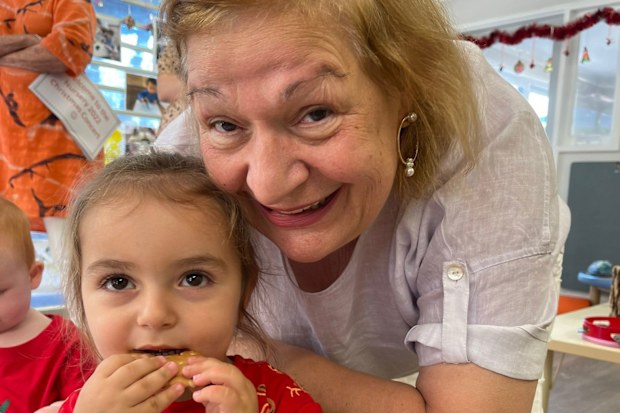 Nikolina's son with his grandmother
