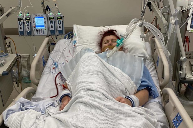 Allison Willcox in hospital after yet another surgery.