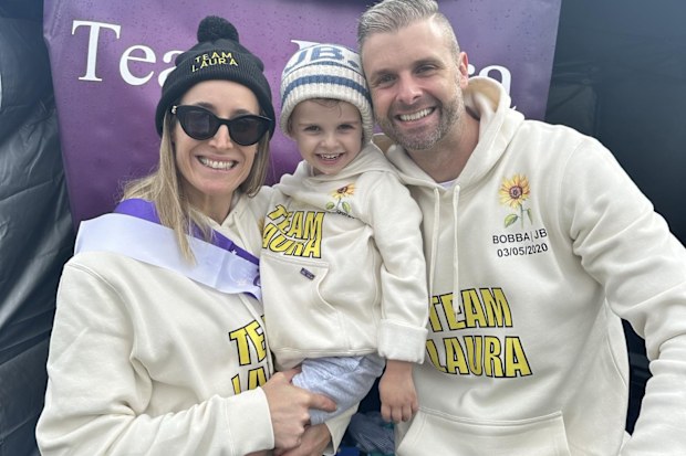 Laura and Dave Tucker with their son Jackson Bailey at Relay For Life in 2024.