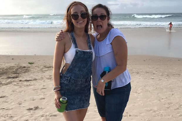 Kodi Brown with her mum shortly before she was diagnosed with cancer.