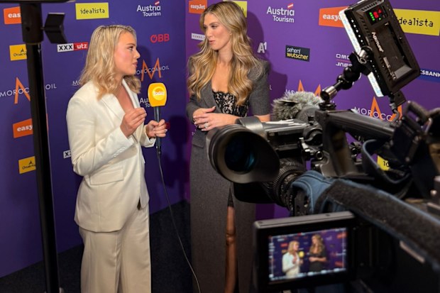 Hannah Sinclair reported on Eurovision in 2026 with Delta Goodrem