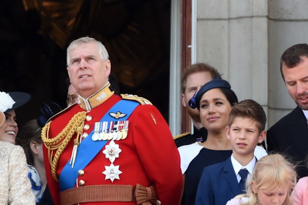The Queen's official birthday held at Buckingham Palace, The Mall, London Here: Queen Elizabeth II,Prince Charles, Prince of Wales,Prince Andrew, Duke of York,Meghan, Duchess of Sussex,Prince Harry,Duke of Sussex
