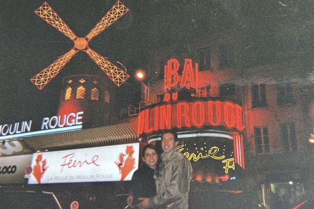 In February 2001, Kerri and Dirk reunited in Paris, France. "It was very romantic," says Kerri. Here they are pictured outside the Moulin Rouge. Courtesy Kerri Cunningham and Dirk Stevens via CNN Newsource 