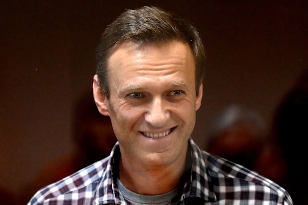 Alexey Navalny during a court hearing at the Babushkinsky district court in Moscow on February 20.
