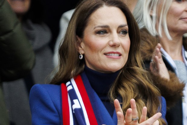 Catherine, Princess Of Wales, attends a Guinness Six Nations match between England and Ireland on February 21, 2026 in London.