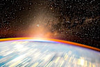 <p>This January 13 photo from Pettit depicts an array of celestial sights, including the Milky Way, zodiacal light, orbiting Starlink satellites and stars that resemble pinpoints of light. </p><p>The burnt umber band showcases airglow – light from Earth's upper atmosphere – and Earth's atmosphere is seen on edge. </p><p>The sun is also about to rise, and city lights from Earth appear as streaks.</p>