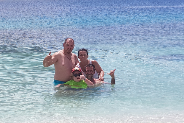 Mathias with his family in French Polynesia